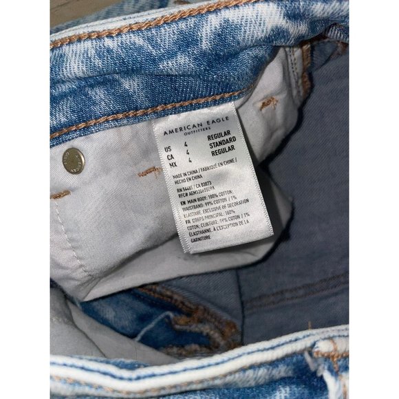 American Eagle Comfort Stretch Waistband Distressed Acid Mom Jeans Women’s 6 - Picture 3 of 4